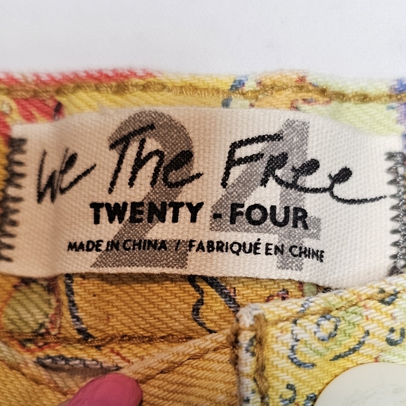 Free People Alani Floral Yellow Denim Cut Off Shorts - Picture 7 of 12